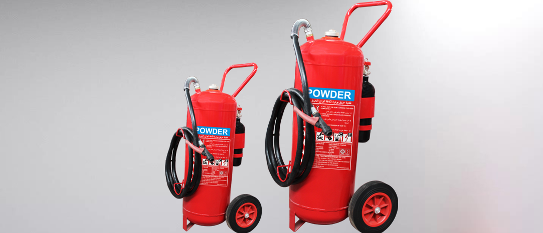 TROLLEY DRY POWDER EXTINGUISHER EXTERNAL CO2 CARTRIDGE