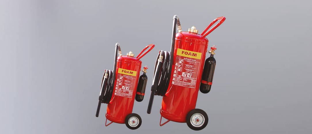 TROLLEY FOAM EXTINGUISHER EXTERNAL CO2 CARTRIDGE